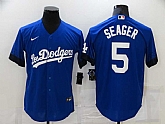Dodgers 5 Corey Seager Royal 2021 City Connect Cool Base Jersey,baseball caps,new era cap wholesale,wholesale hats